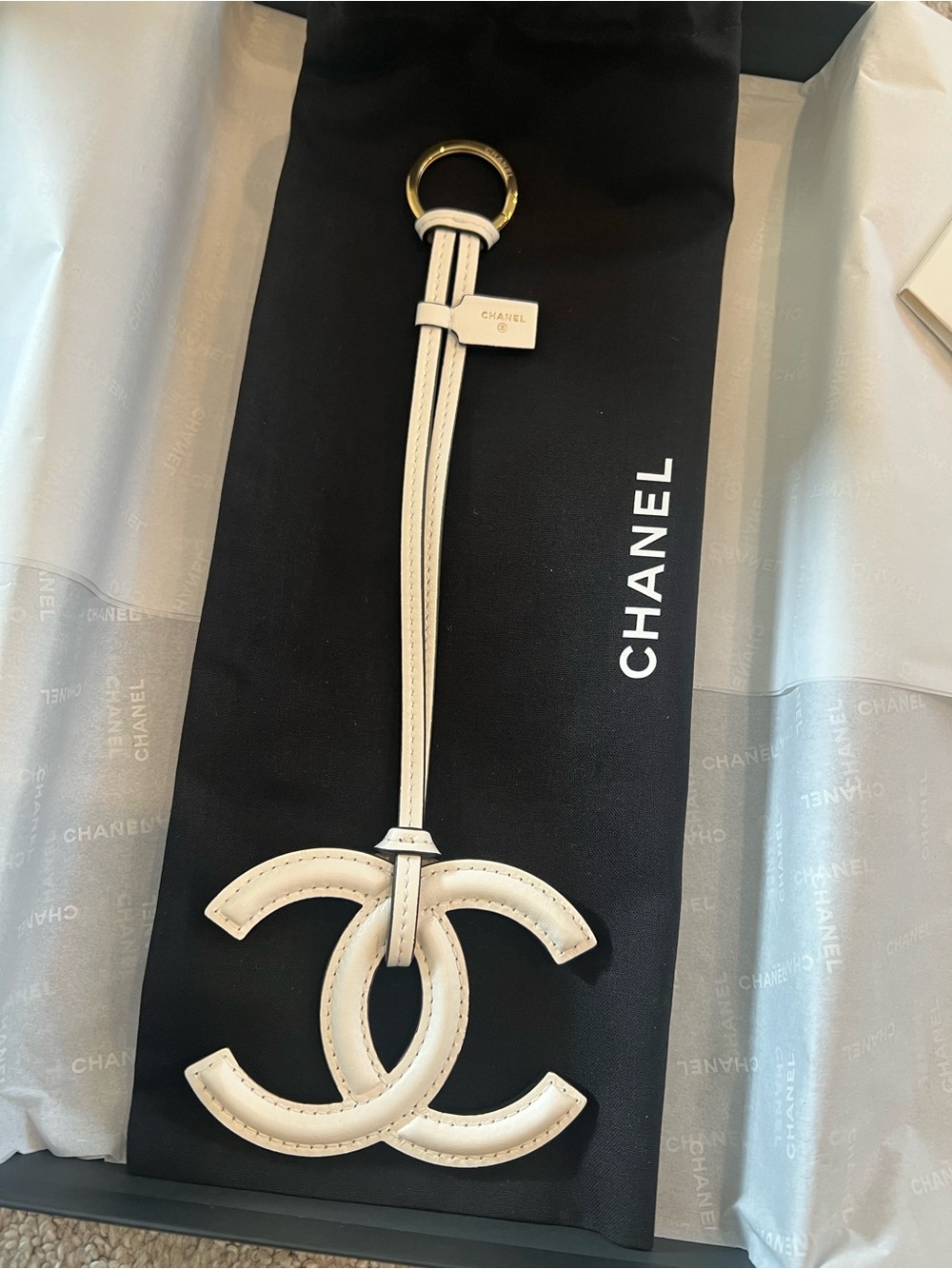 Chanel 26S CC logo bag charm white